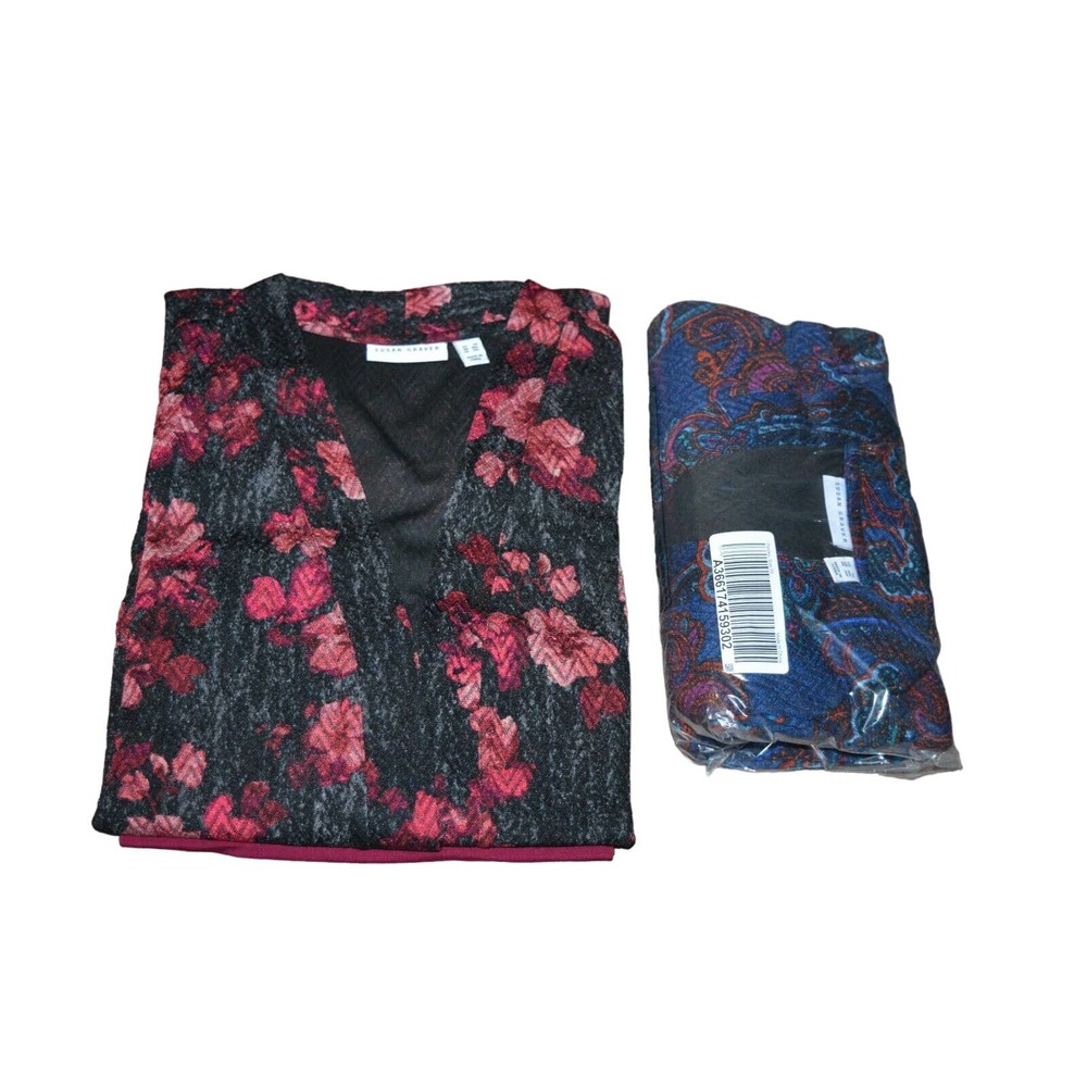 2 SUSAN GRAVER Regular Printed Novelty Knit Duster Cardigan 3X